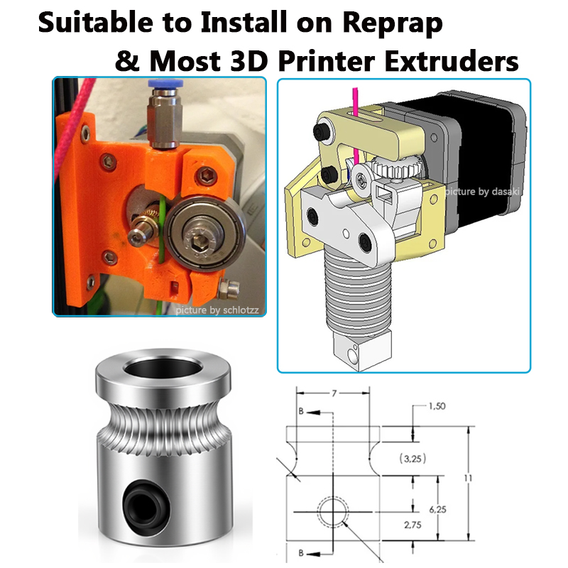 1PC MK8 Drive Gear for 1.75mm  - 3D Printing Industry review and price
